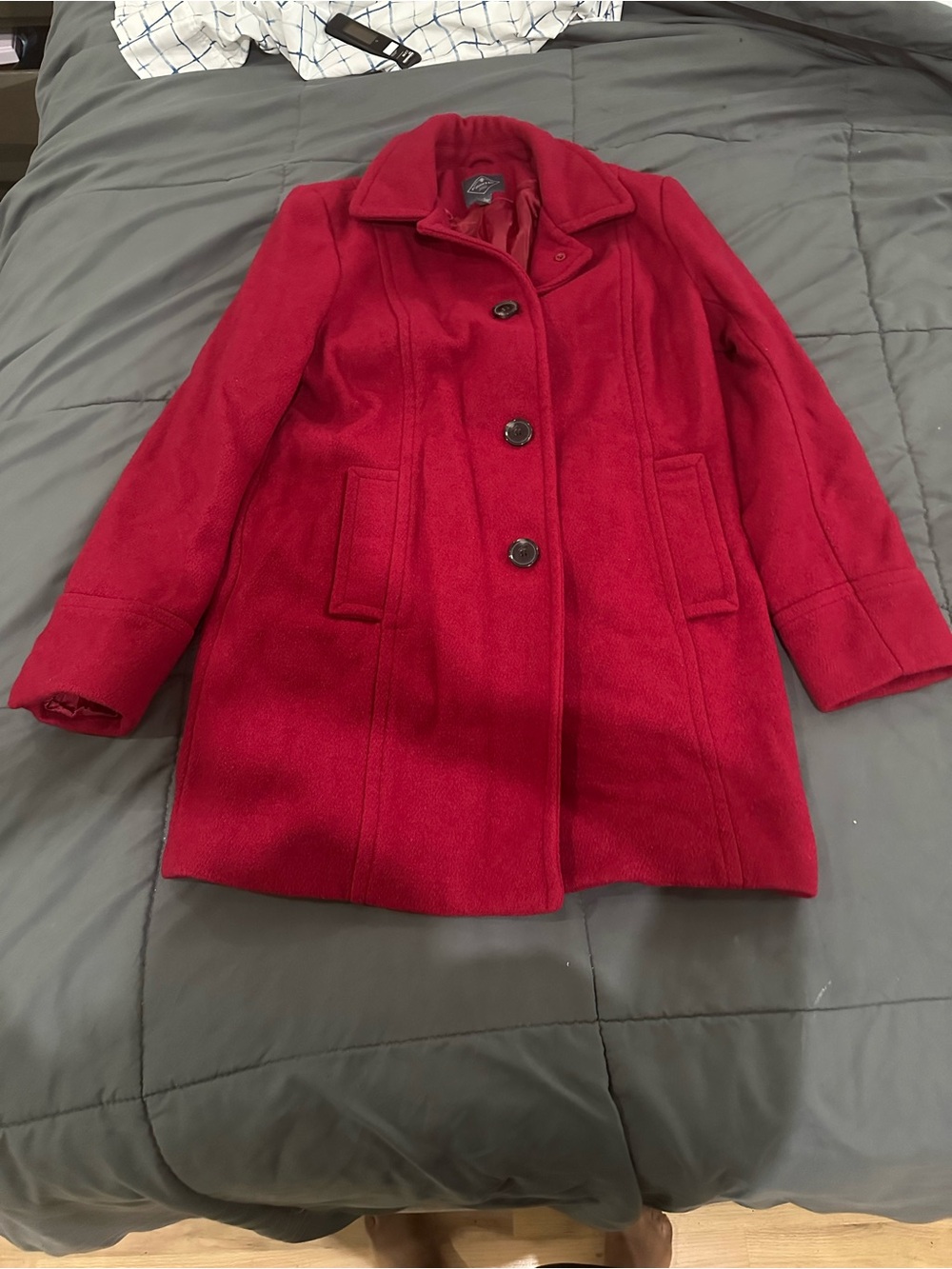 St. John's Bay Red Wool-Blend Pea Coat